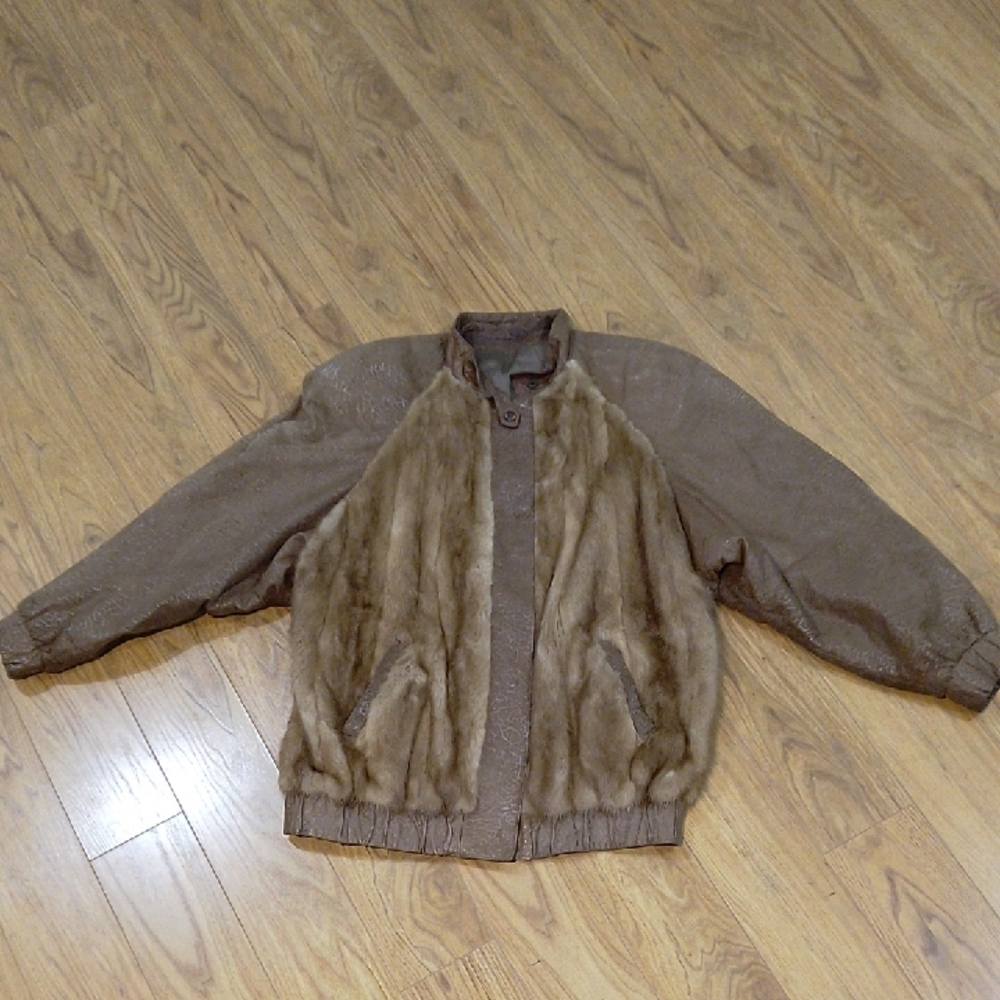 VINTAGE real leather fur jacket
